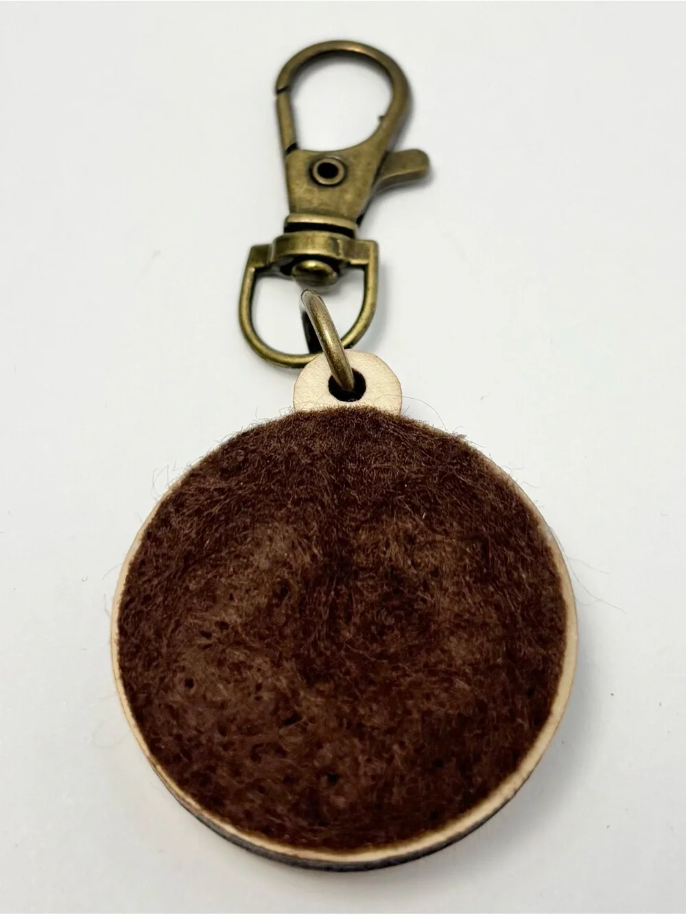 Artisan Handmade Pumpkin Pie Slice Embroidered Felt Keychain Wood Hoop